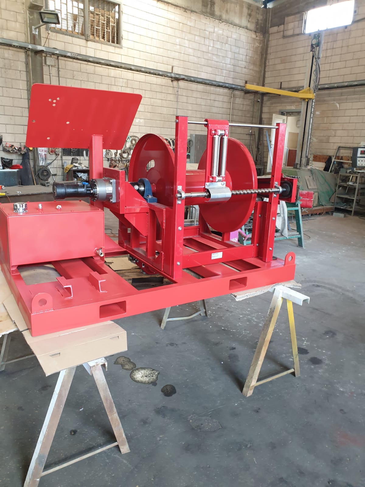 Hose reel being assembled at the Flow Industries manufacturing facility in Omer Industrial Park