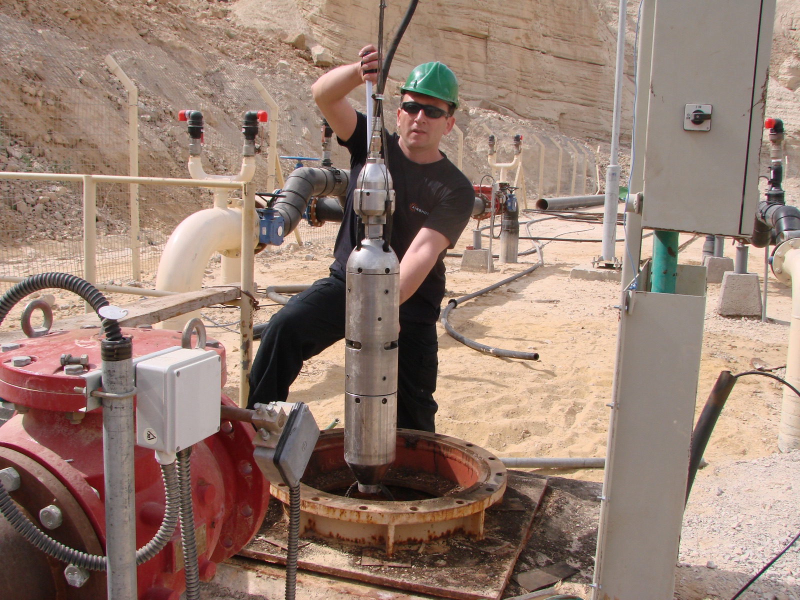 AirShock water well rehabilitation work in the Dead Sea region, Israel